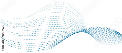 Blue minimal wavy dotted lines abstract futuristic tech background. Vector digital banner design