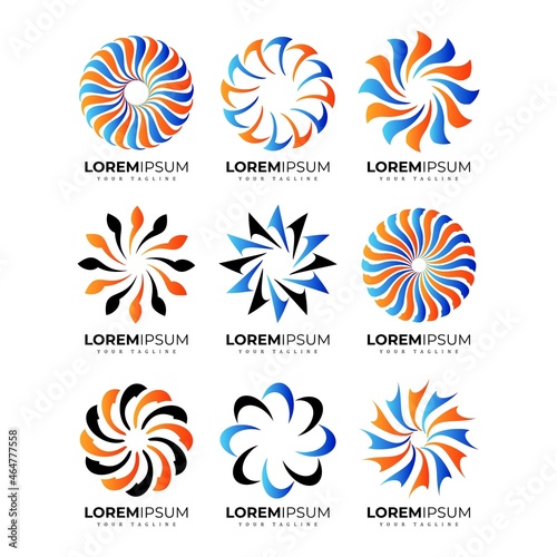 set of business technology logo design vector with abstract circle