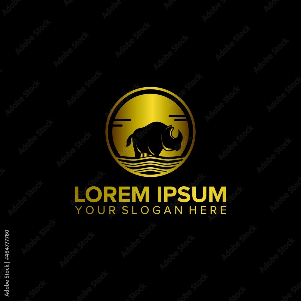 gold rhino logo design vector gold rhino logo design vector