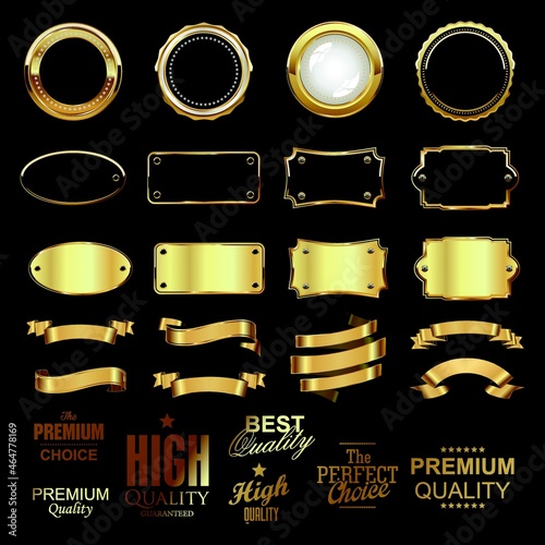 set of premium retro vintage badge ribbon logo design vector template