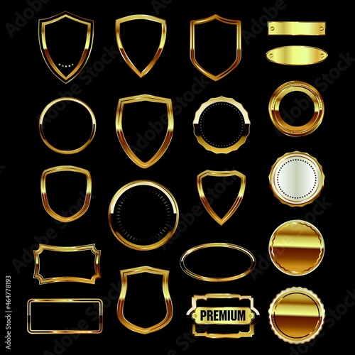 set of premium retro vintage badge ribbon logo design vector template