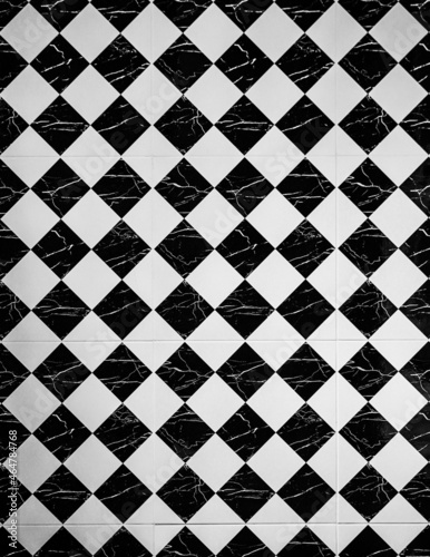 Tiles. Vintage black ans white tiles texture background floor.