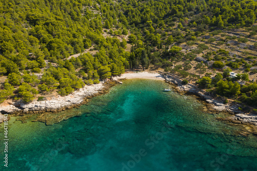 Quadro su tela Secret bay and beach on Murter island, aerial view, Dalmatia, Croatia