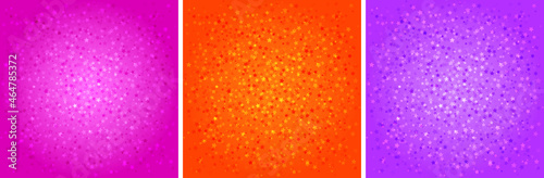 Star pattern. Abstract stars backgrounds set. Violet, orange, pink colors. Vector illustration