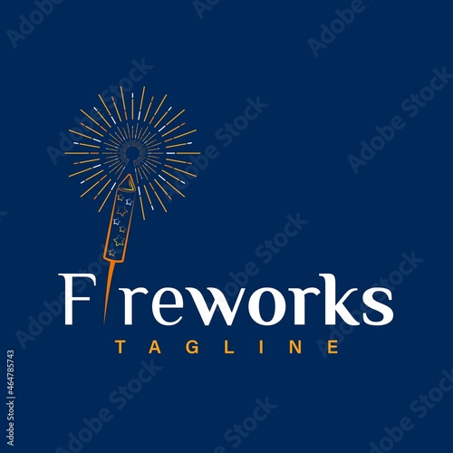 Fireworks Rocket Logo Design. With firecracker symbol. Luxury and premium logo template