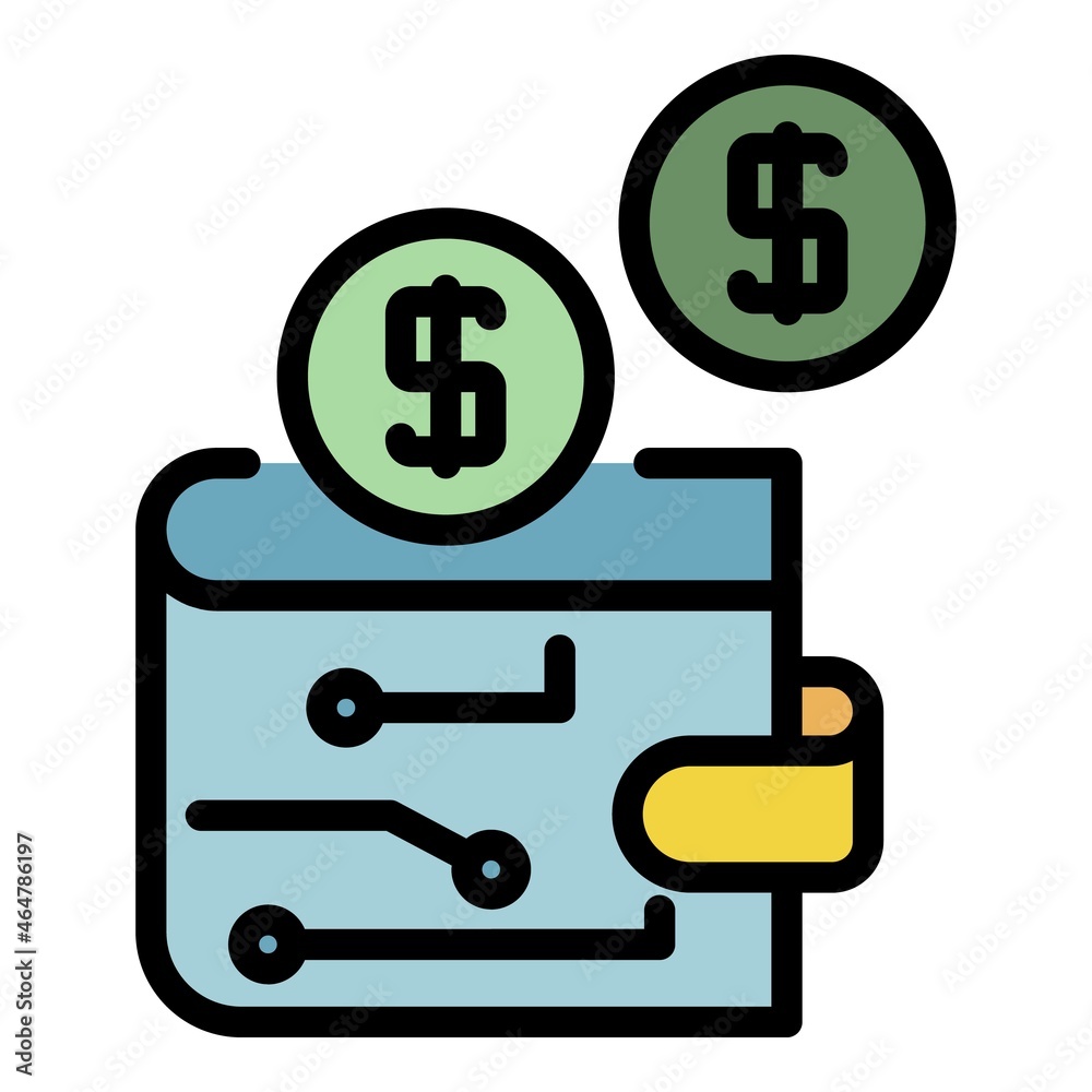 Digital wallet icon. Outline digital wallet vector icon color flat isolated Digital wallet icon. Outline digital wallet vector icon color flat isolated