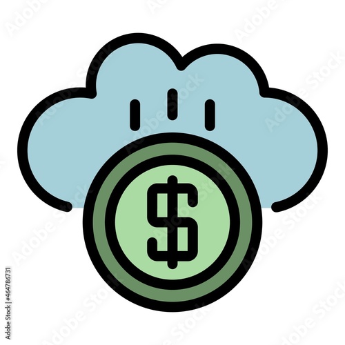 Money cloud icon. Outline money cloud vector icon color flat isolated