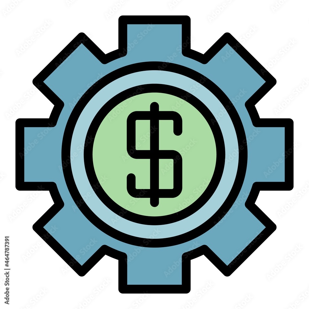 Money gear icon. Outline money gear vector icon color flat isolated Money gear icon. Outline money gear vector icon color flat isolated