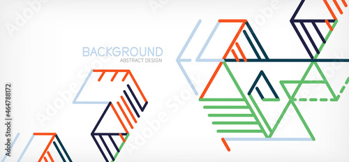 Abstract background. Color lines on white background. Linear abstract composition. Techno or business concept for wallpaper, banner, background, landing page
