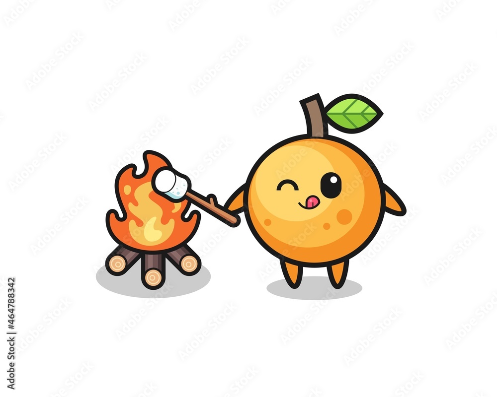 orange fruit character is burning marshmallow orange fruit character is burning marshmallow