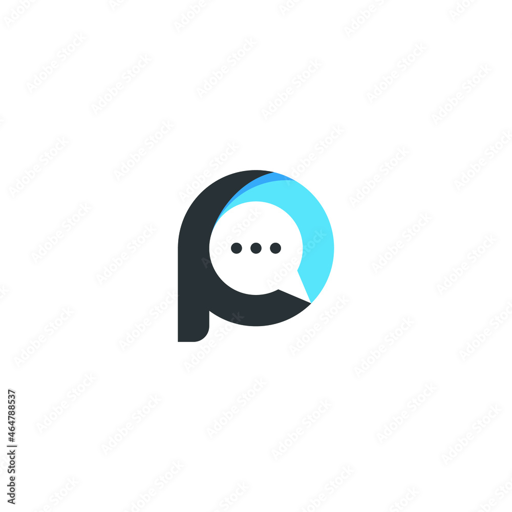 Letter P chat communication logo design template