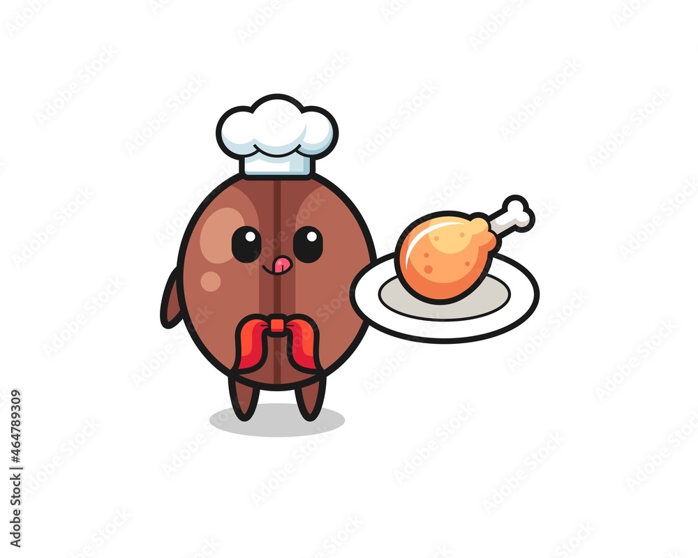 Fototapeta premium coffee bean fried chicken chef cartoon character