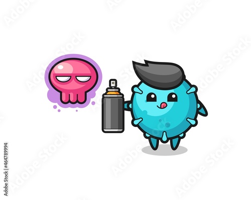virus cartoon make a graffiti with a spray paint
