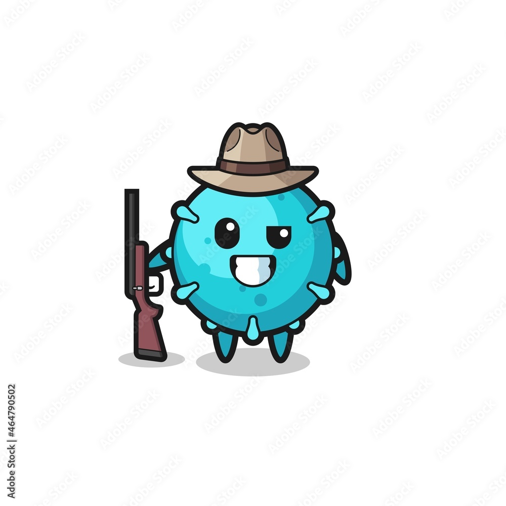 virus hunter mascot holding a gun