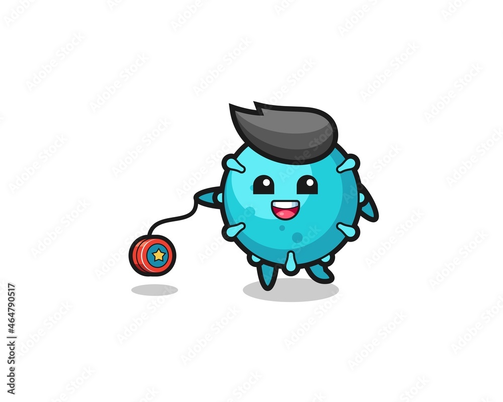 cartoon of cute virus playing a yoyo