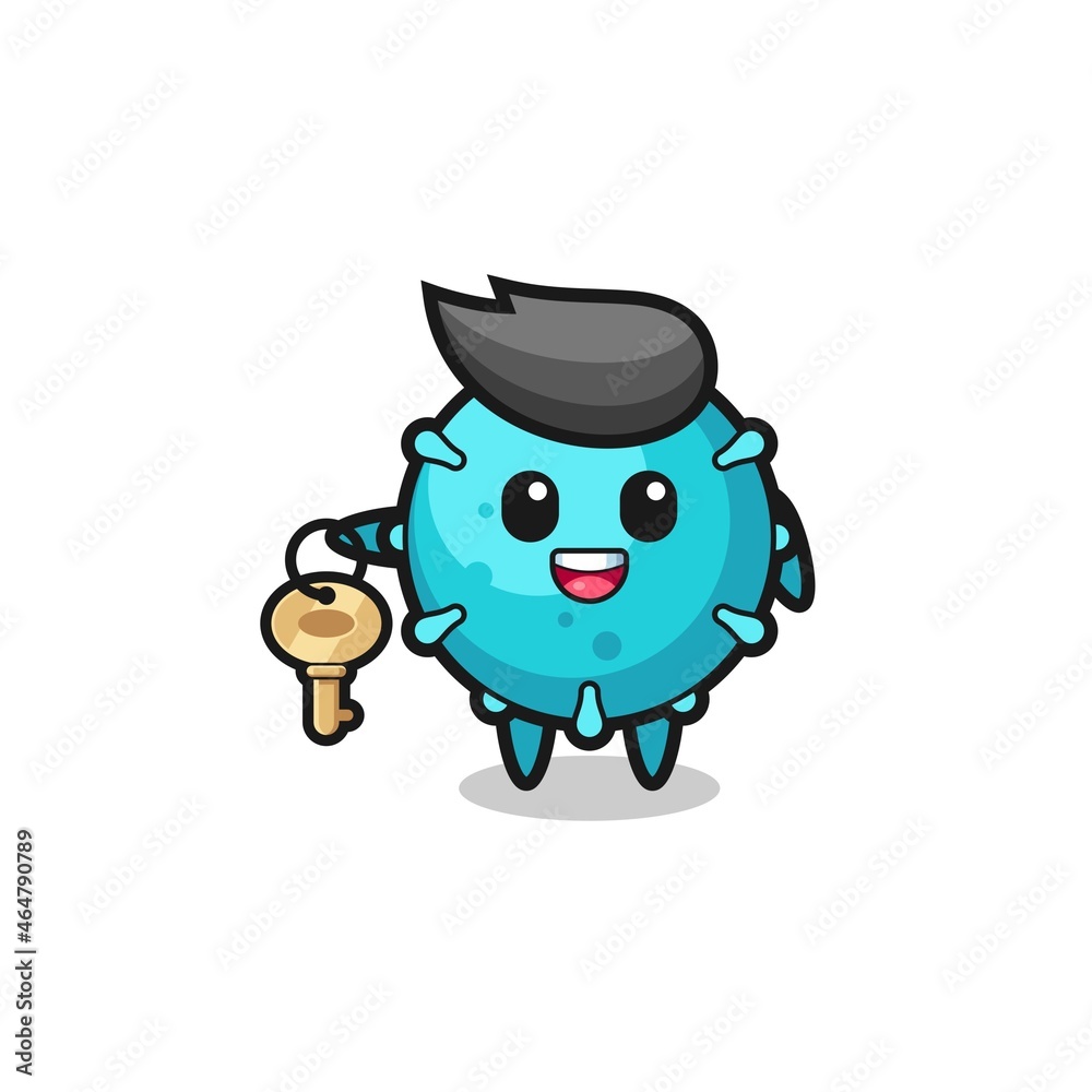 cute virus as a real estate agent mascot