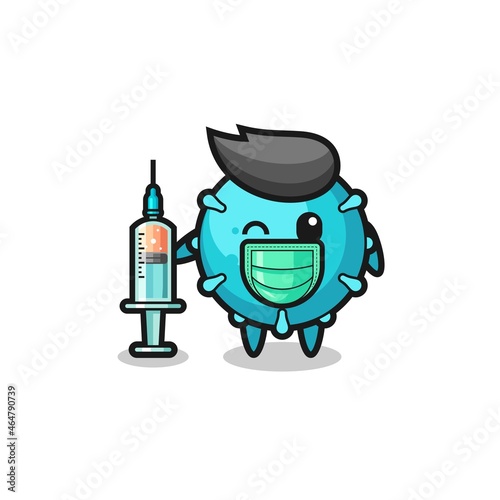 virus mascot as vaccinator
