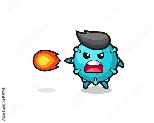cute virus mascot is shooting fire power © heriyusuf