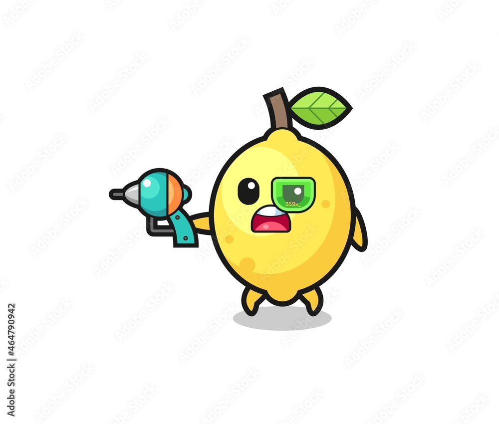 cute lemon holding a future gun