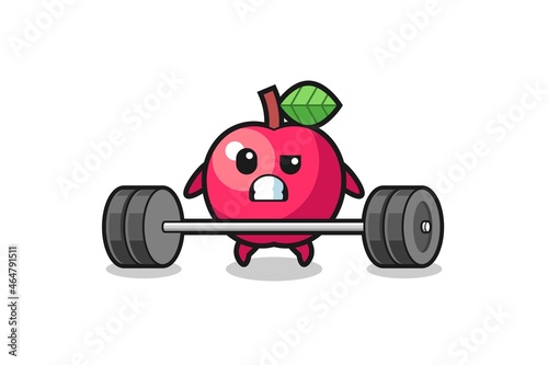 cartoon of apple lifting a barbell