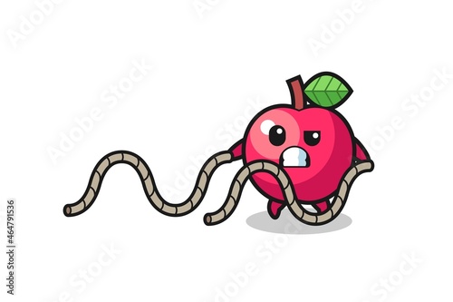 illustration of apple doing battle rope workout