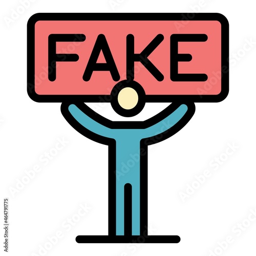 Fake news board icon. Outline fake news board vector icon color flat isolated