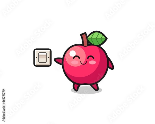 cartoon apple is turning off light