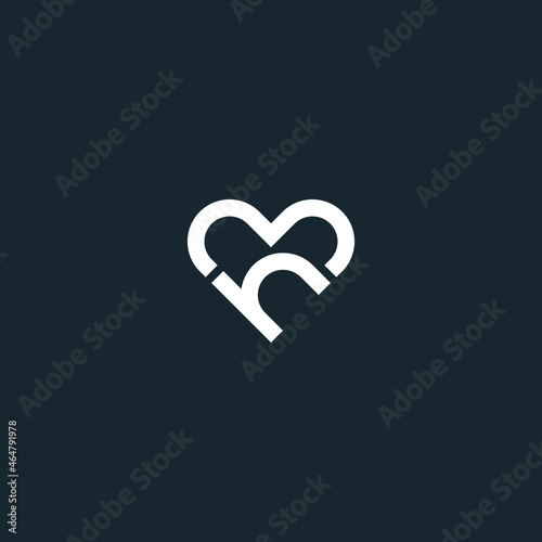 letter H logo with heart design vector illustrator 