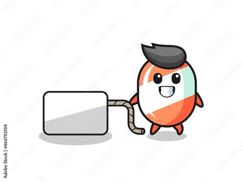 Obraz premium candy cartoon is pulling a banner