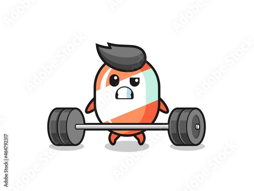 cartoon of candy lifting a barbell