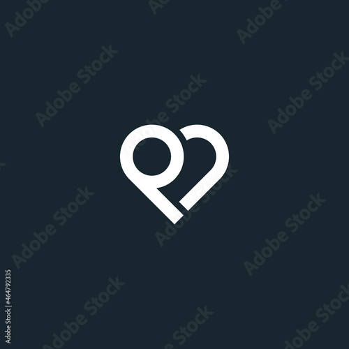 letter P logo with heart design vector illustrator