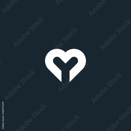 letter YM logo with heart design vector illustrator 