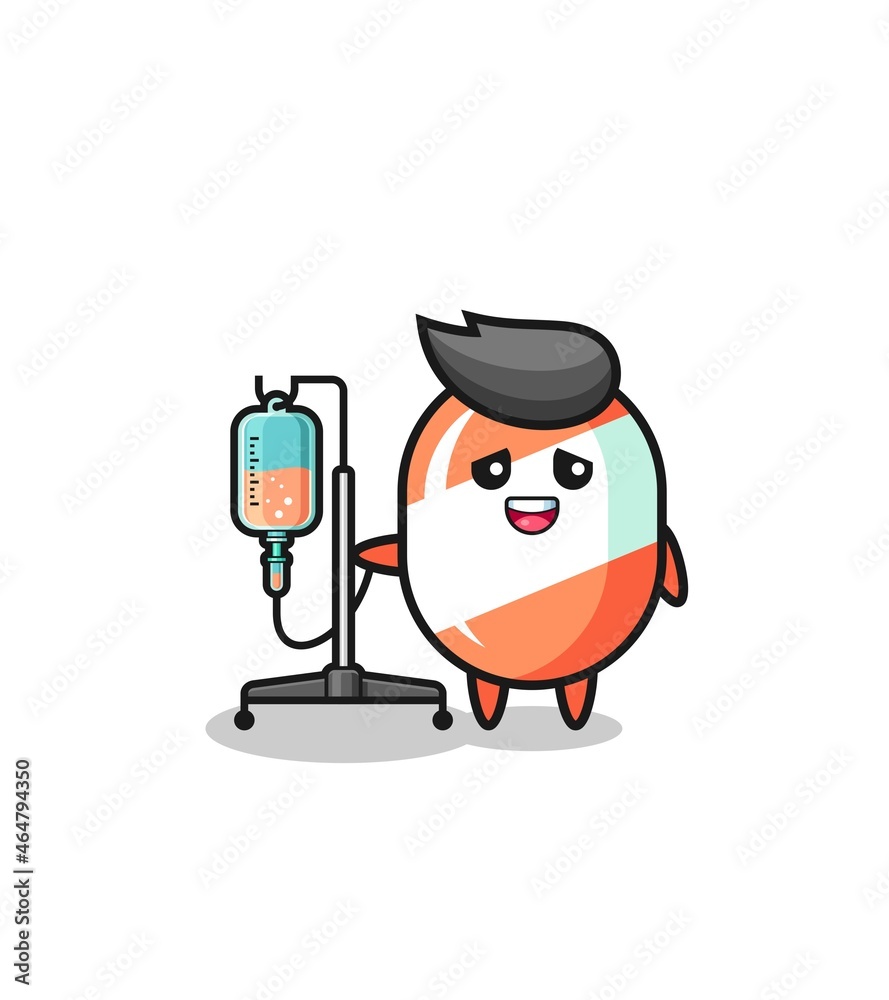 Obraz premium cute candy character standing with infusion pole