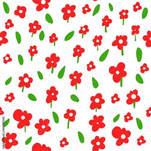 Seamless pattern of the simple flowers. doodle