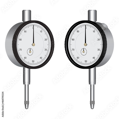 Dial indicator. Measuring instrument. 3D effect vector