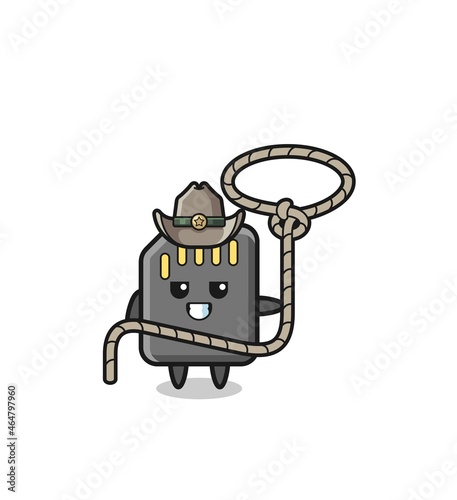 the memory card cowboy with lasso rope