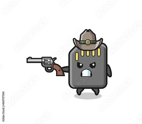 the memory card cowboy shooting with a gun