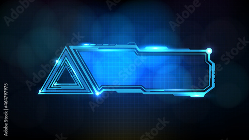 abstract futuristic background of blue glowing technology sci fi frame, hud ui, lower third button bar