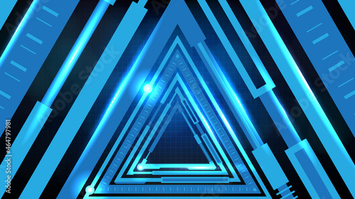 abstract background of Blue glowing triangle star technology sci fi frame hud ui