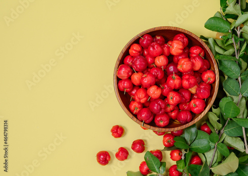 Red brazilian acerola cherry Citrus fruit contain high levels of vitamin C for good health.