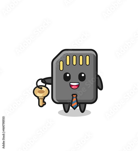 cute memory card as a real estate agent mascot