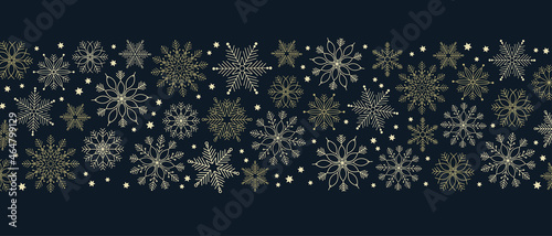 Winter seamless background with snowflakes pattern. Silver gold boho nautral baige Christmas motif.