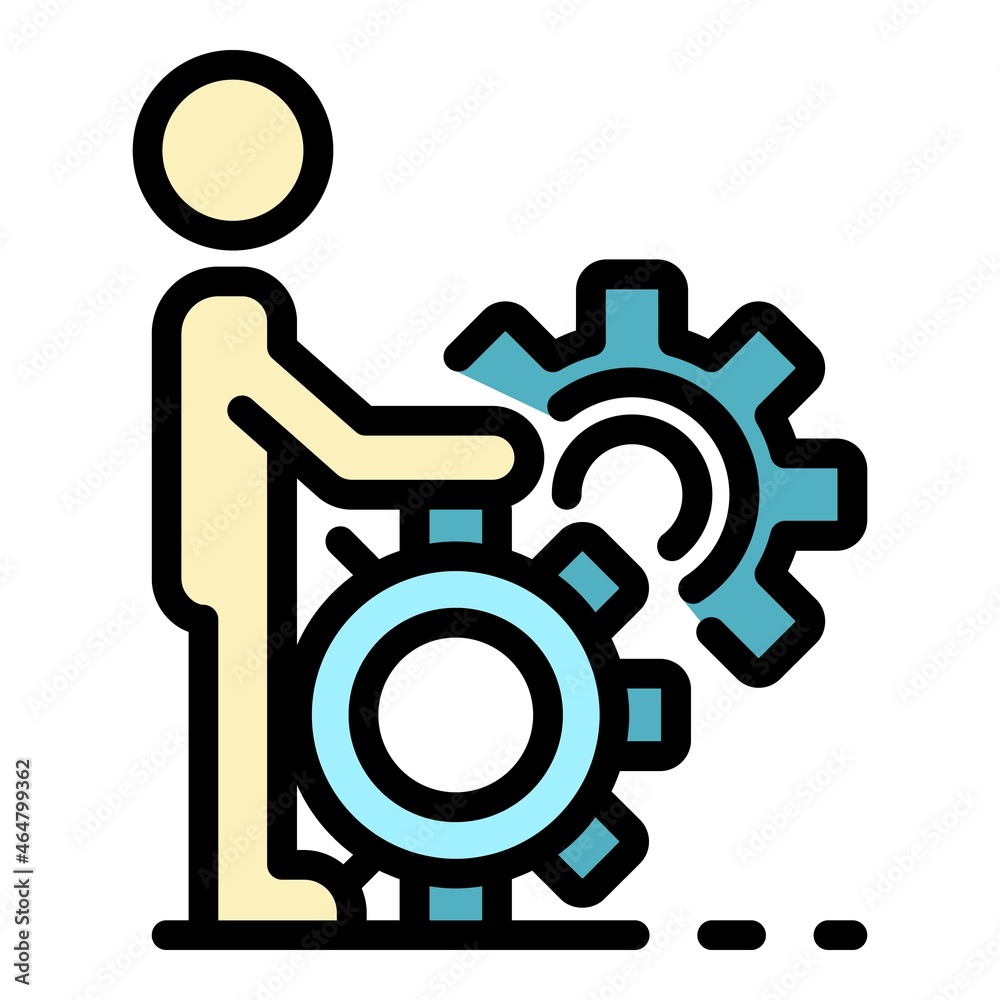 Efficient gear system skill icon. Outline efficient gear system skill vector icon color flat isolated Efficient gear system skill icon. Outline efficient gear system skill vector icon color flat isolated