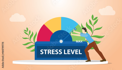 prevent stress level with people holding stress bar with modern flat style