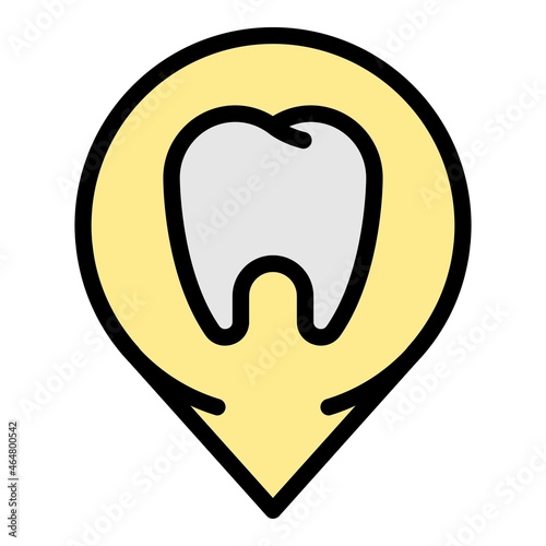 Tooth at checkpoint icon. Outline tooth at checkpoint vector icon color flat isolated