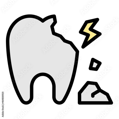Spoiled tooth icon. Outline spoiled tooth vector icon color flat isolated