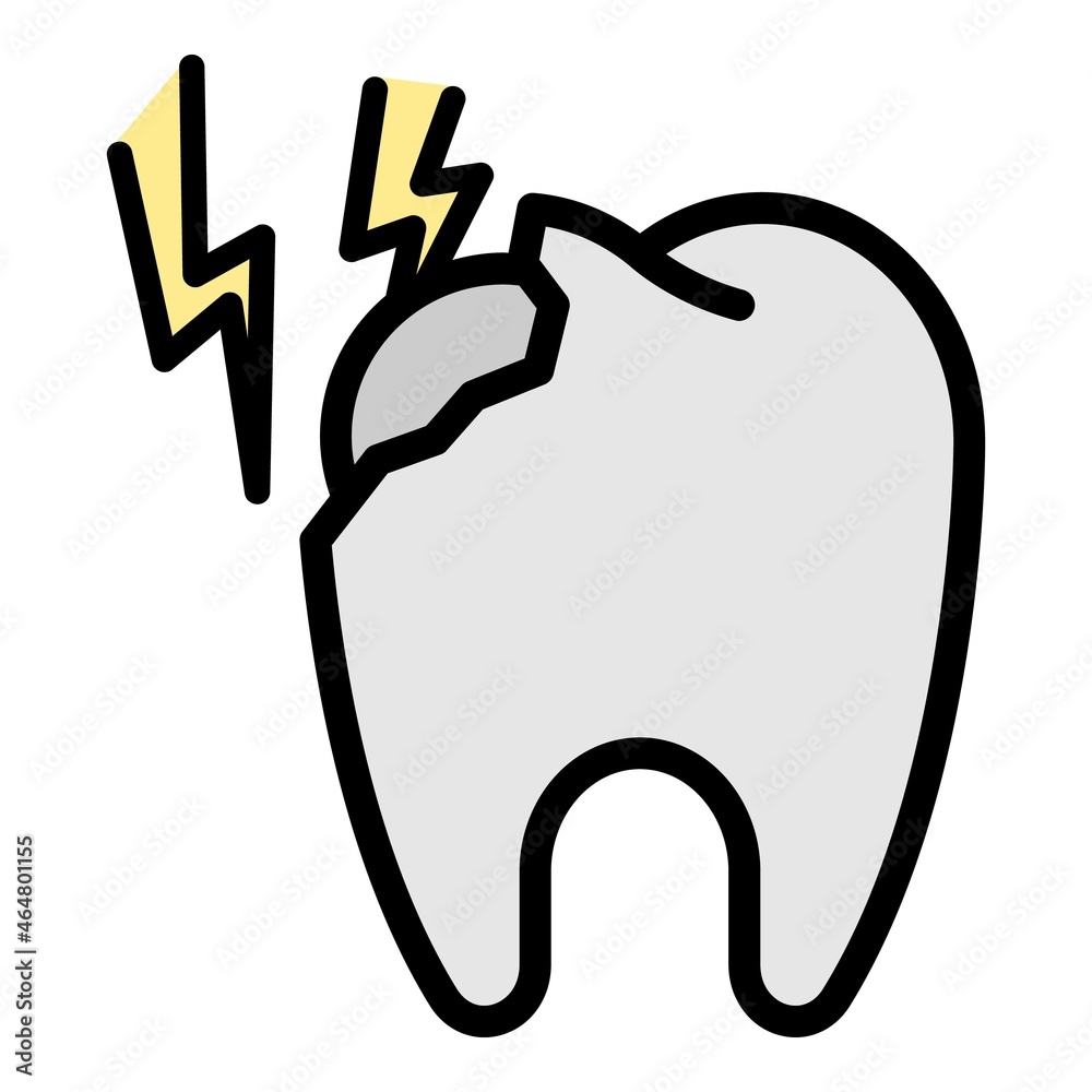 Tooth and lightning icon. Outline tooth and lightning vector icon color flat isolated Tooth and lightning icon. Outline tooth and lightning vector icon color flat isolated
