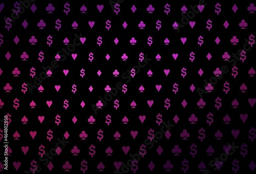 Dark pink vector pattern with symbol of cards.