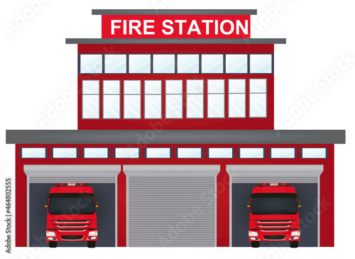 Fire station building. vector illustration