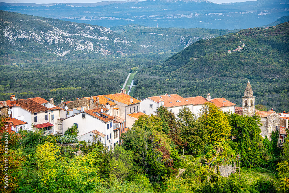 Panoramic Autumn View over Motovun and Mirna Valley, Istria, Croatia